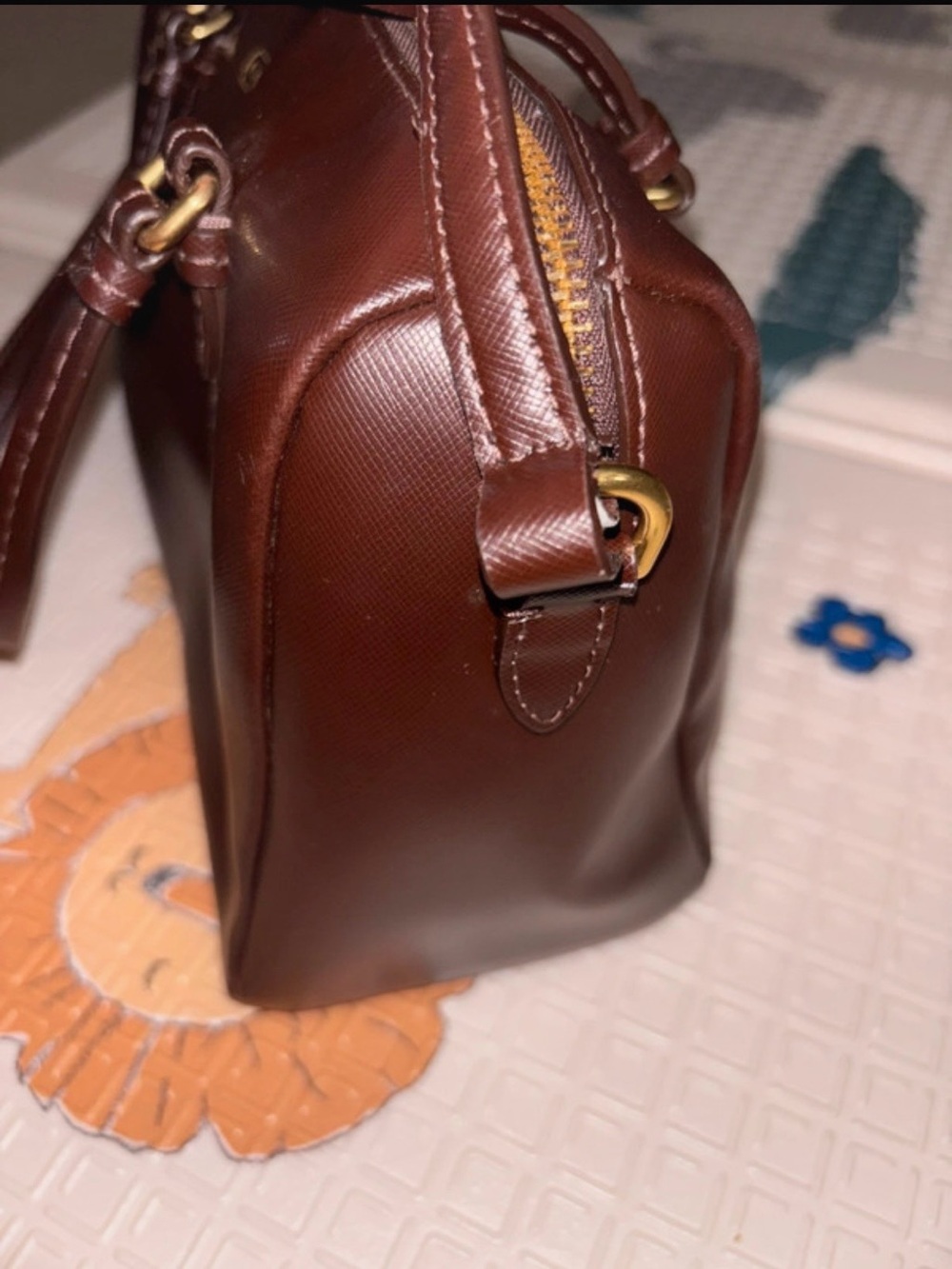 Coach Brown Saffiano Satchel with Gold Hardware - Picture 3 of 16